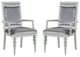 Set of 2 Upholstered Arm Chair, Silver/Platinum Finish