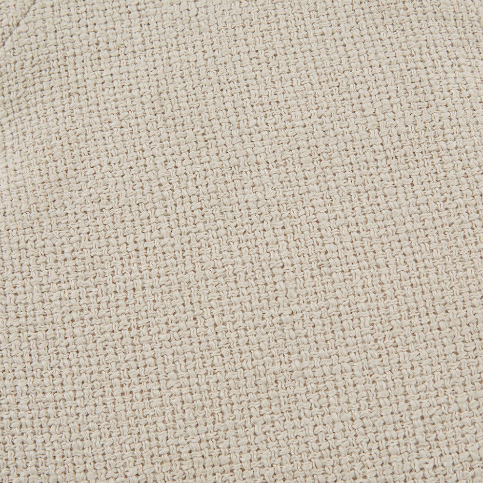 Martha Stewart Country Style Round Ottoman With Bottom Shelf, Cream