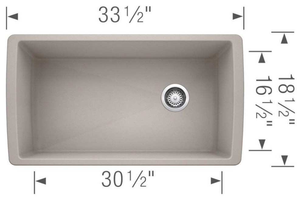 Blanco Diamond 33.5" Super Single Bowl Undermount, Concrete Gray, Traditional