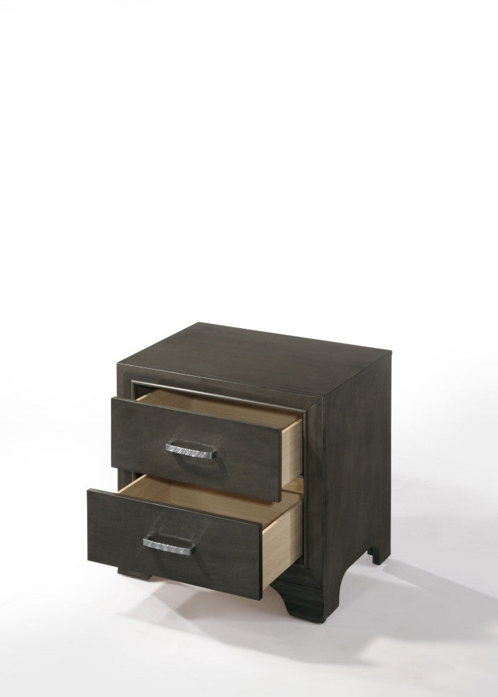 Acme Caren 2-Drawer Nightstand, Charcoal
