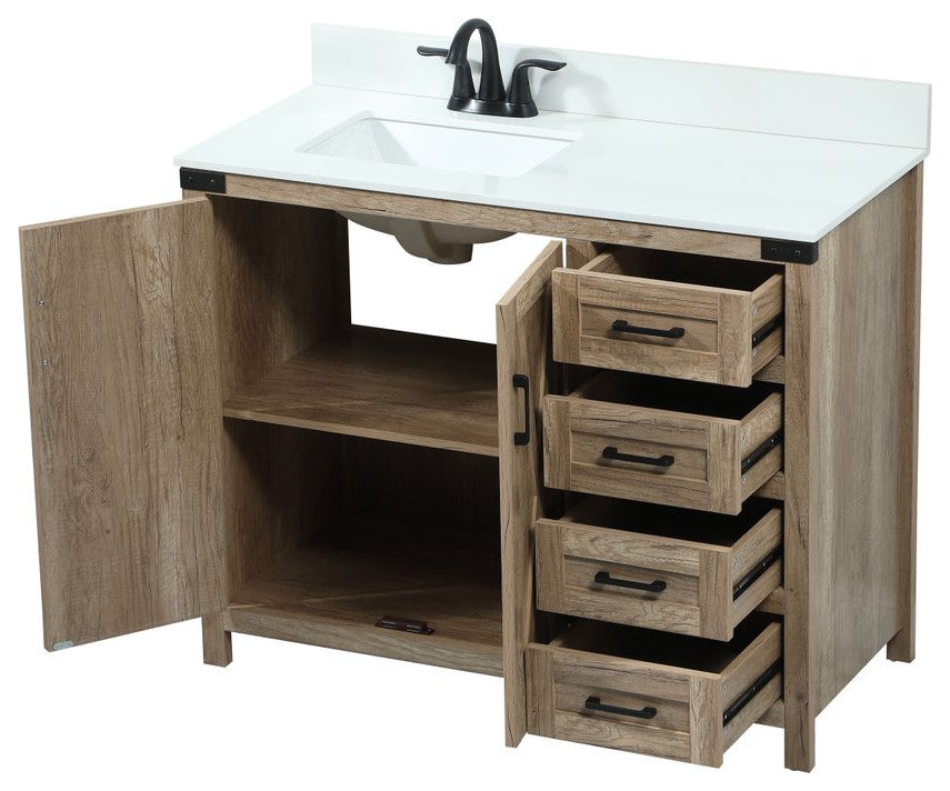 Home Living 19" Farmhouse Natural Oak-Light Bathroom Vanity