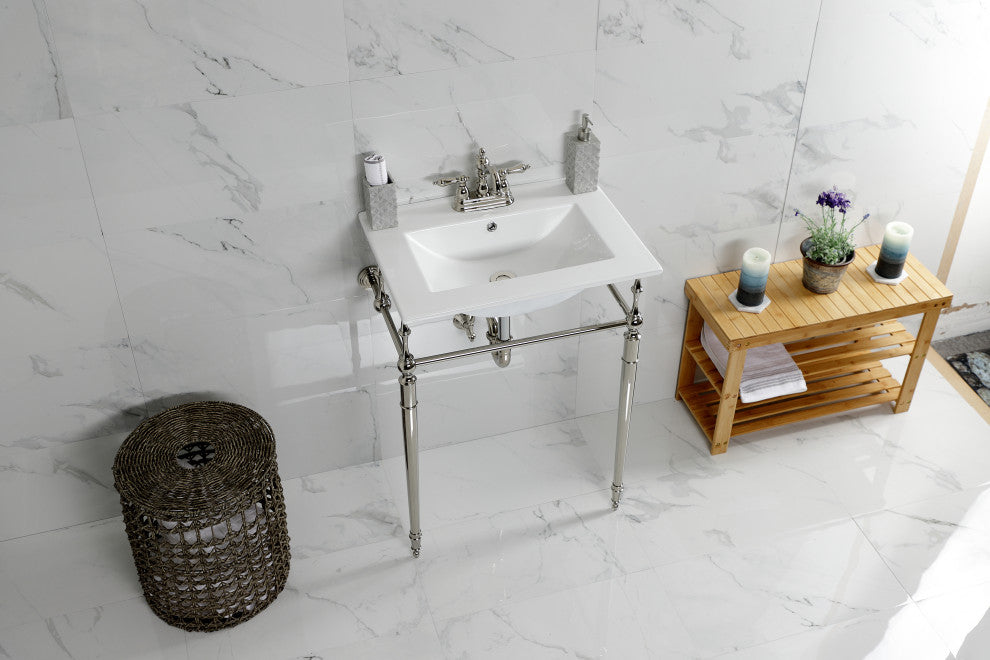 Fauceture KVPB24187W4PN 24" Console Sink, Legs, 4", 3 Hole