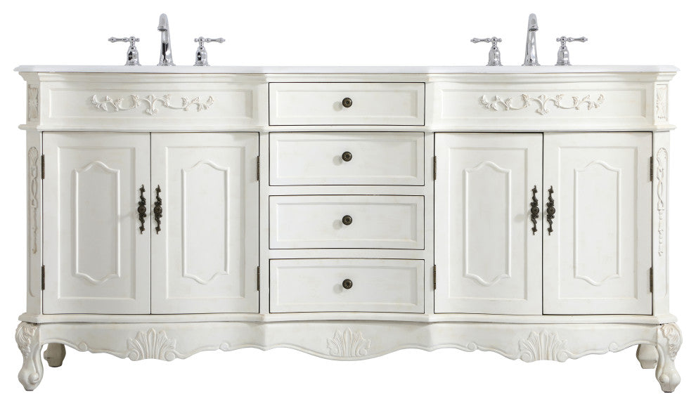 Bathroom Vanity, Antique White, 72", Double Sink