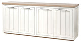 Fairview III Solid Wood Brown Top, White Frame 4 Cabinet Door Sideboard