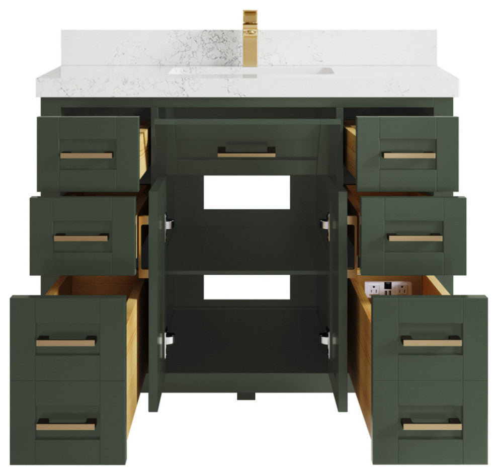 Cambridge 42 Single Sink Bath Vanity in Pewter Green 2" Empira Quartz