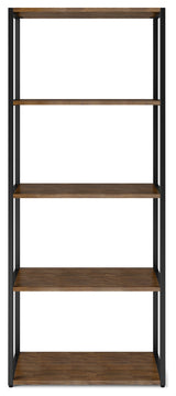 Ralston Solid Acacia Wood Bookcase, Rustic Natural Aged Brown