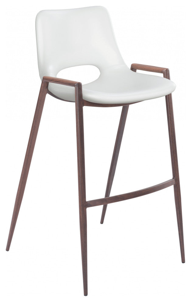 Set of Two White Retro Modern Funk Bar Chairs