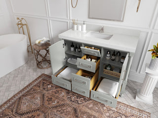 Aberdeen 48 Single Sink Bath Vanity in Coventry Gray 2" Carrara Marble