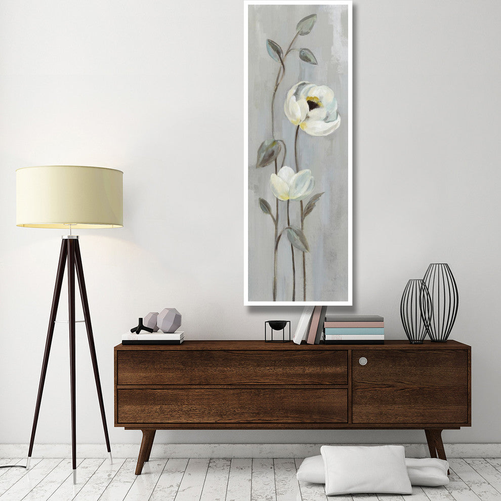 "Neutral Anemone Branches I on Gray" Print by Silvia Vassileva, 26"x74"
