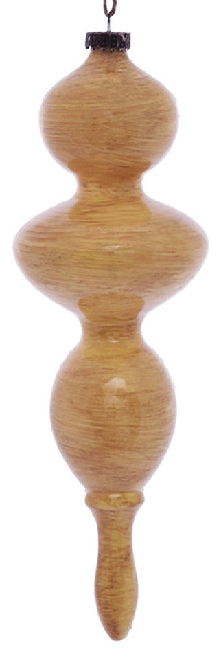Vickerman MC198690 14" Tan Wood Grain Bubble Finial Ornament, Pack of 3