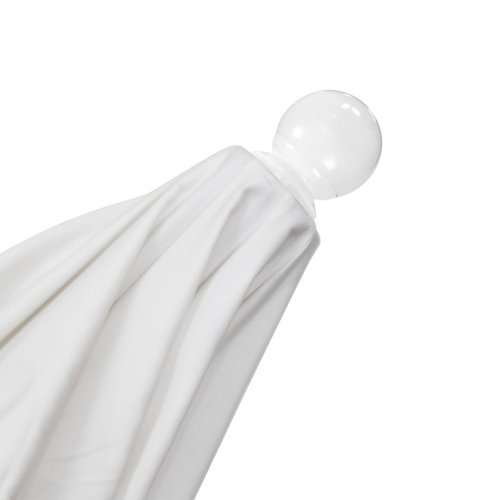 9' Matted White Push Lift Fiberglass Rib Aluminum Umbrella, Olefin, Terrace Sequ