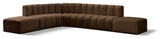Arc Velvet Upholstered 7-Pc. L-Shaped Modular Sectional, Brown