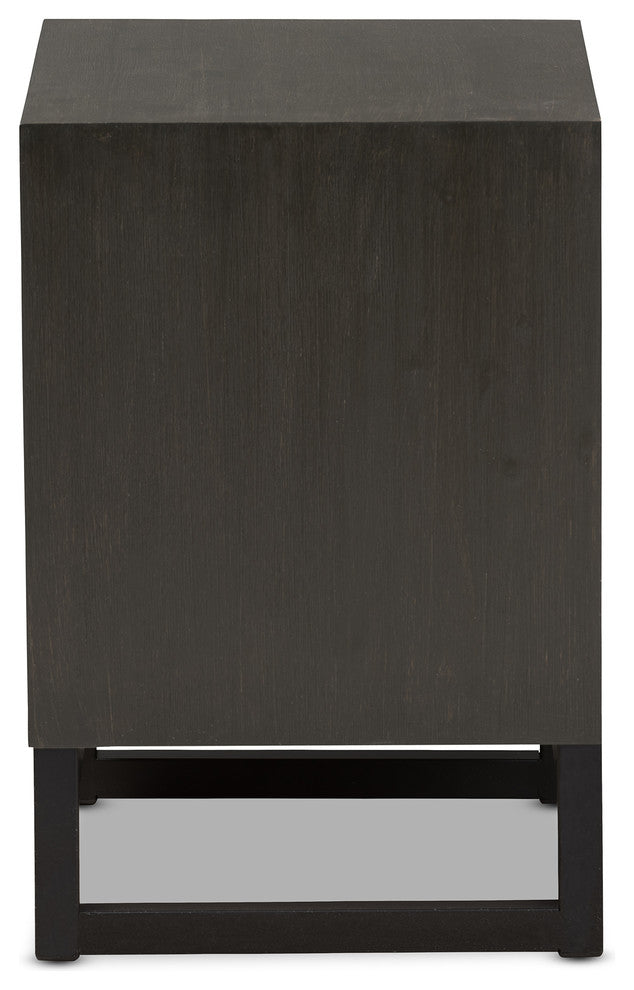Parris Rustic Gray Wood and Black Metal 2-Drawer Nightstand