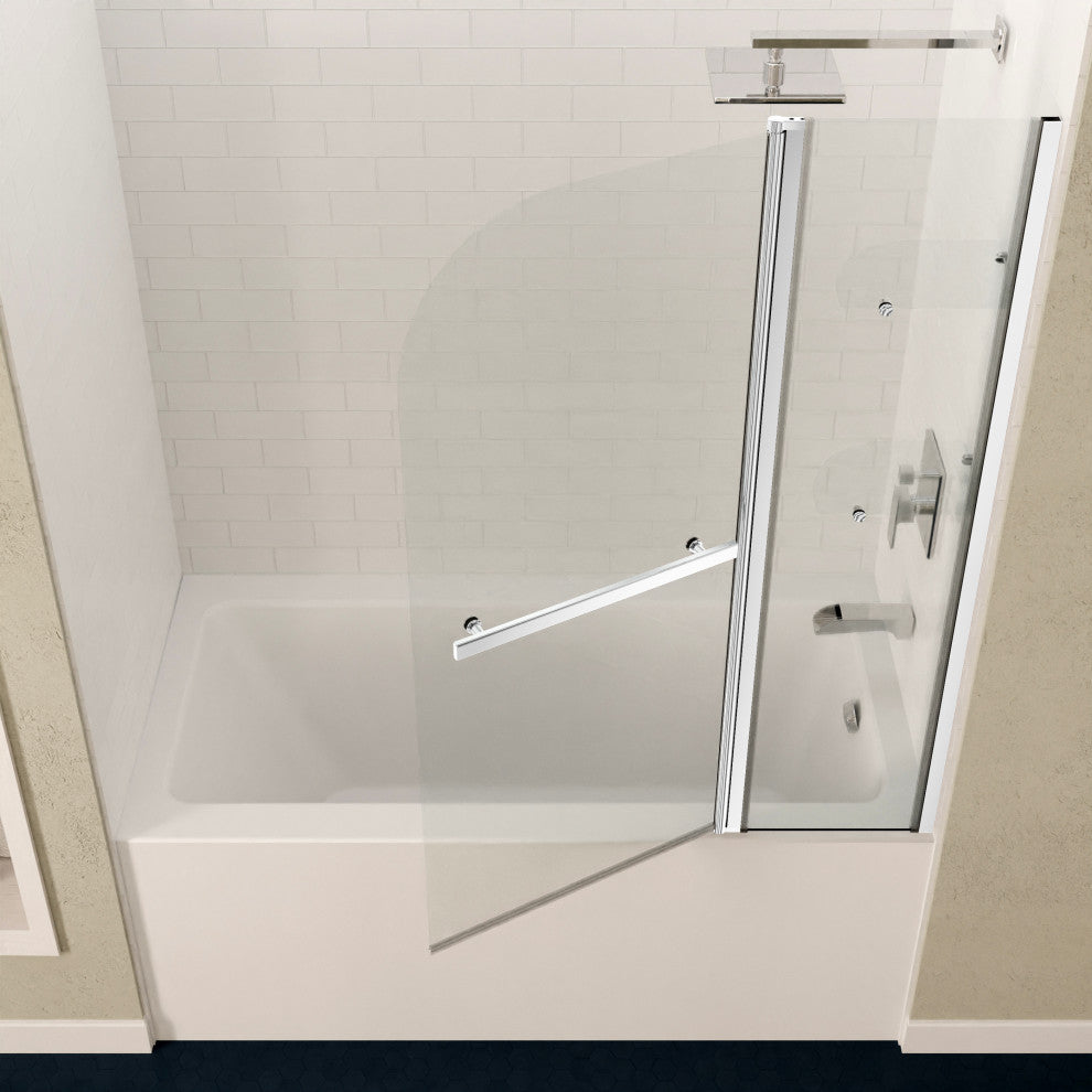 Anzzi 5' Right Drain Tub, White With 48" x 58" Tub Door, Chrome