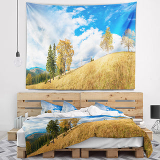 Mountain Autumn Panorama Landscape Wall Tapestry, 39"x32"