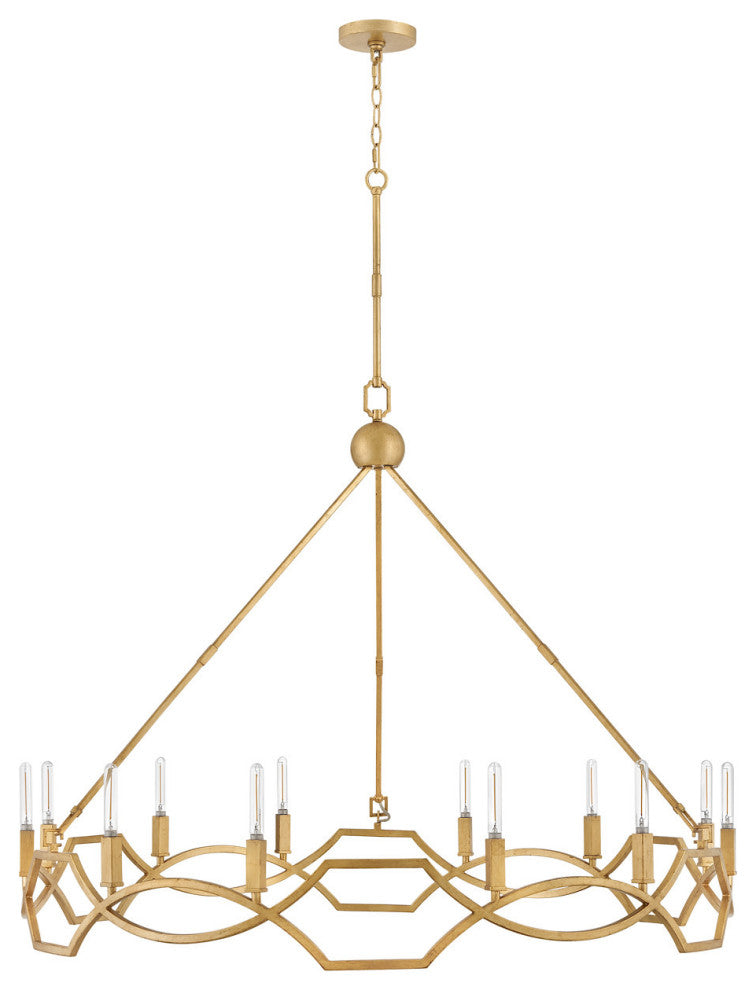 Hinkley Leona Large Chandelier, Distressed Brass