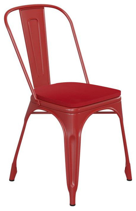 Perry Commercial Grade Metal Indoor-Outdoor Stackable Chair w/All-Weather Seat,