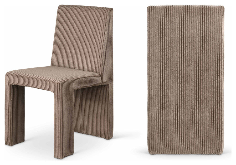 Benson Upholstered Dining Chair, Brown, Microsuede Corduroy