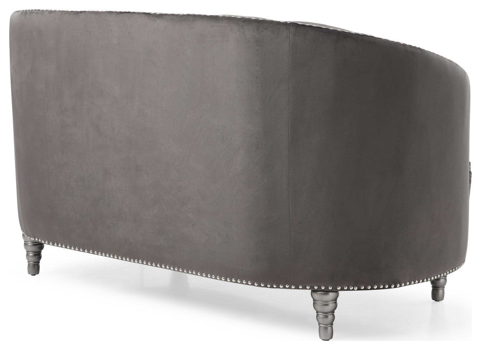 Dania 64 in. W Flared Arm Velvet Straight Sofa, Gray
