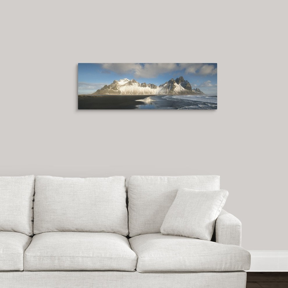 "Iceland, Vestrahorn Mountain in Stokksnes" Wrapped Canvas Art Print, 36"x12"...