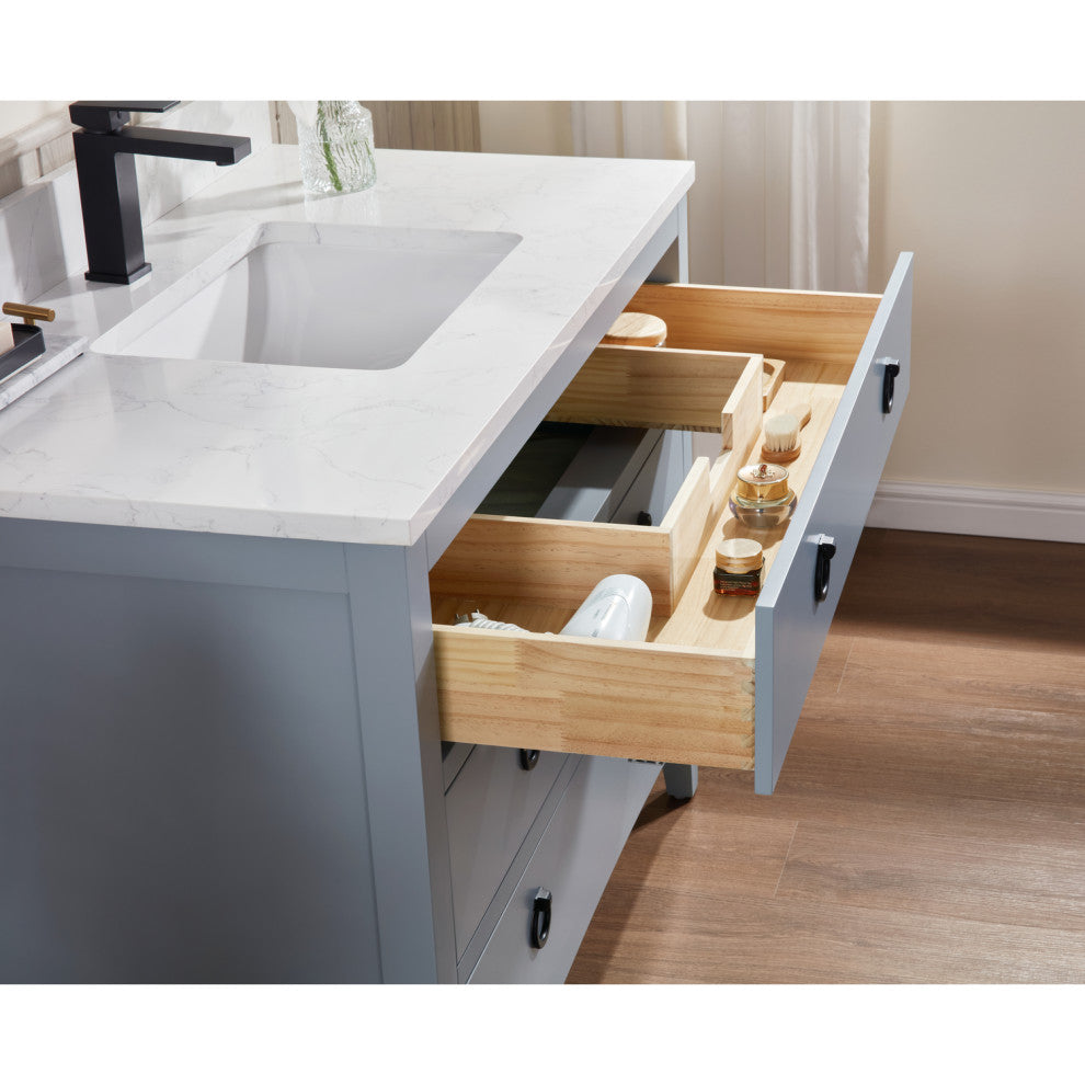 Legion Furniture WS2518 Series Bathroom Sink Vanity, Cadet, 48", Artificial Stone Top, Single Sink