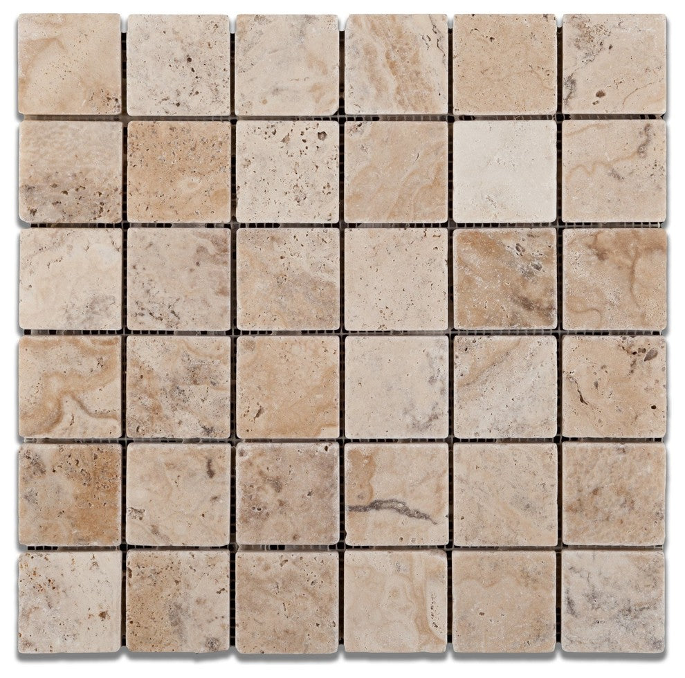 2 X 2 Philadelphia Travertine Tumbled Mosaic Tile