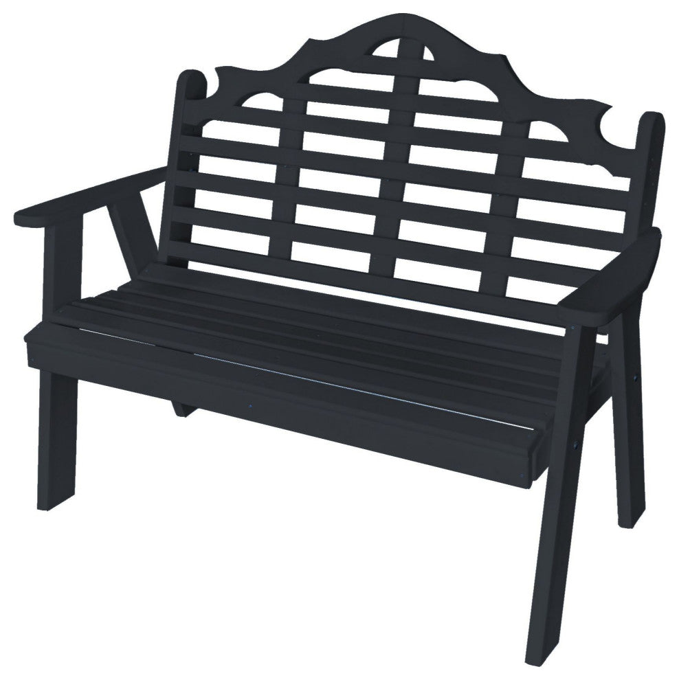 Poly Marlboro Garden Bench, Black, 4 Foot