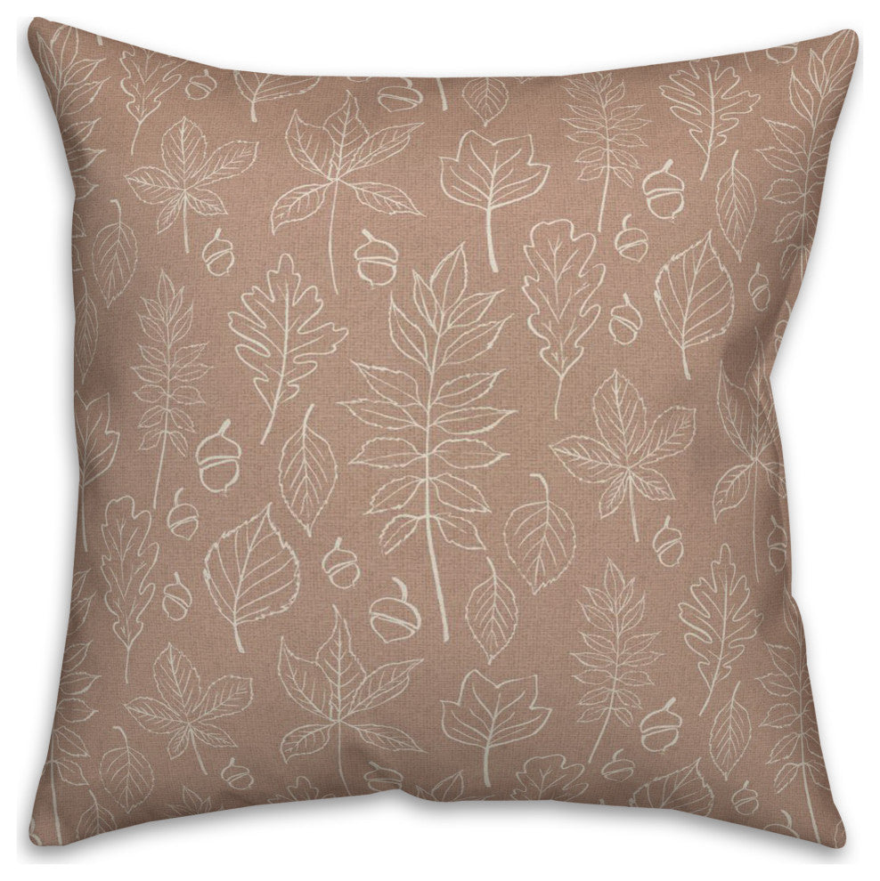 Dusty Rose Leaf Pattern 18x18 Spun Poly Pillow