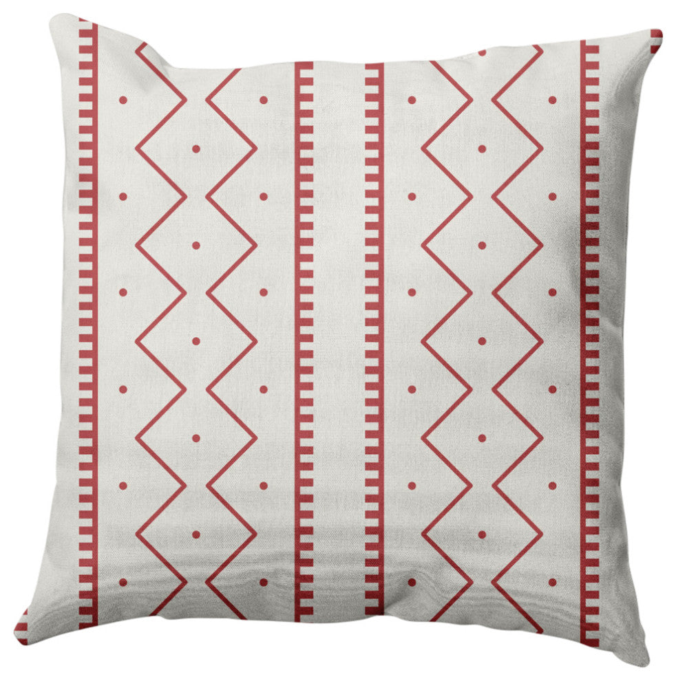 Mudcloth Decorative Throw Pillow, Ligonberry Red, 16"x16"