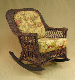 Bar Harbor Rocker in Brown Wash, Wheat Fabric