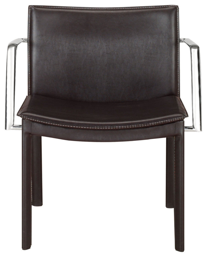 Office Chair, Set of 2, Faux Vinyl Leather, Brown Black, Chrome, Home Business