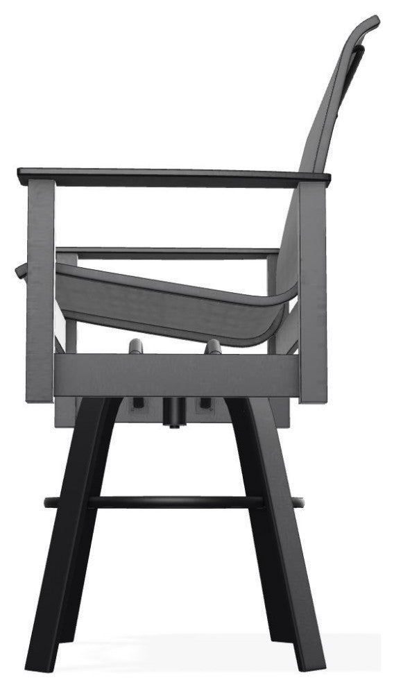 Leeward Sling Bar Height Outdoor Swivel Armchair, Collect Charcoal/Black