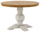 Arbor Hill Two-Tone Round Pedestal Base Dining Table, Antique White