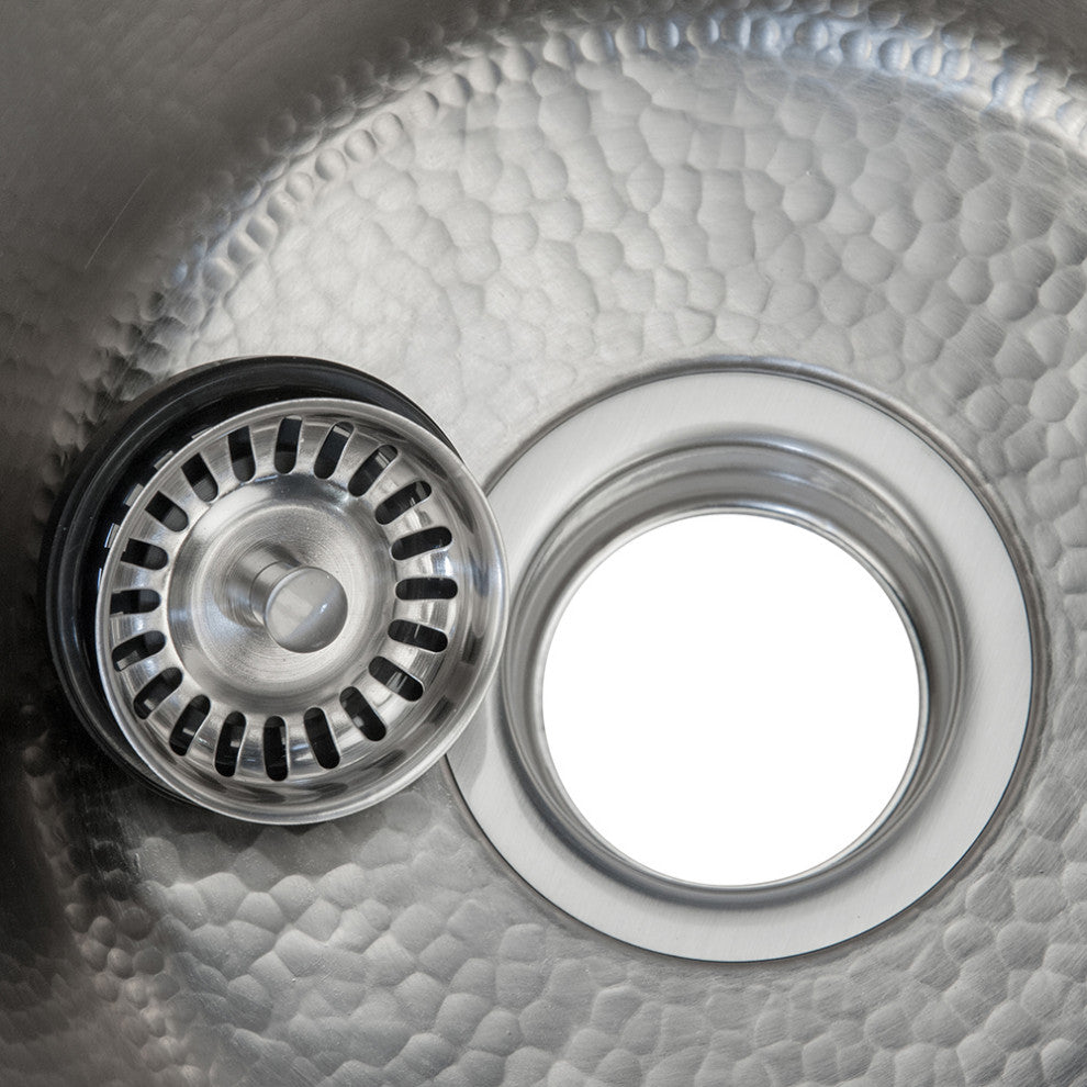 20" Rectangle Hammered Copper Kitchen/Bar/Prep Single Basin Sink, Nickel