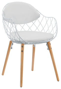 Modern White White Basket Dining Metal Armchair