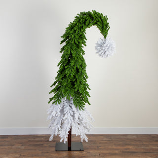 7ft. Holiday Green and White Santa's Hat Christmas Tree