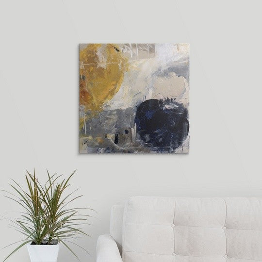 "Gold Grey and Blue" Canvas Art, 20"x20"x1.25"