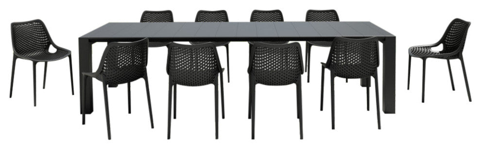Air Extension Dining Set 11-Piece Black