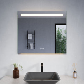 ANZZI 28" x 32" LED Front/Top/Bottom Light Bathroom Mirror With Defogger