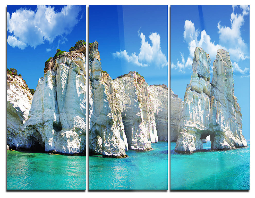 "Greek Holidays" Photo Metal Wall Art, 3 Panels, 36"x28"