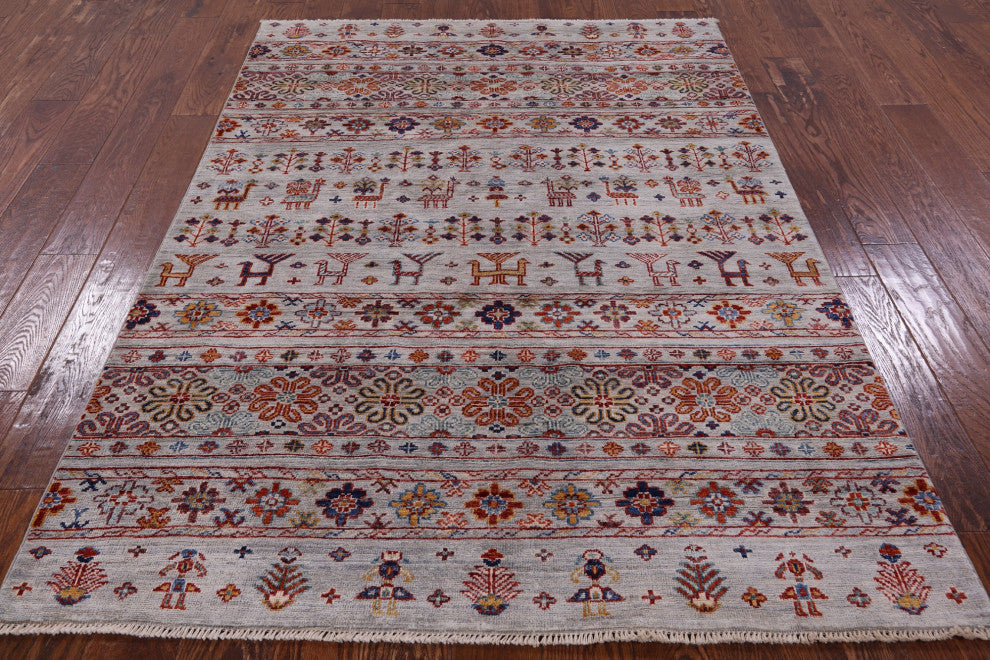 4' 8" X 6' 6" Tribal Persian Gabbeh Hand Knotted Rug Q5671
