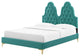 Tufted Platform Bed Frame, Full Size, Velvet, Teal Blue, Modern Contemporary