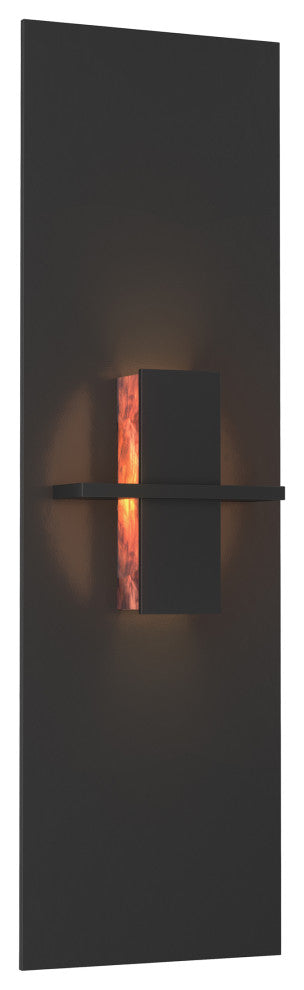 Aperture Vertical Sconce, Black Finish, Topaz Glass