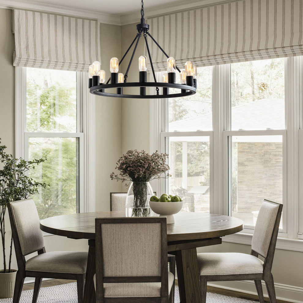 Mia Black 12-light Metal Round Chandelier