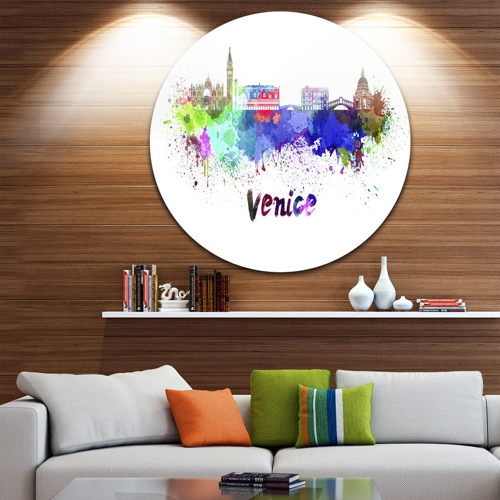 Venice Skyline, Cityscape Disc Metal Wall Art, 23"