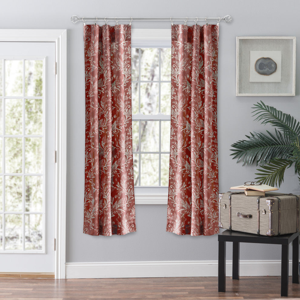Lexington Leaf Tailored Panel Pair, Brick, 56" X 63"