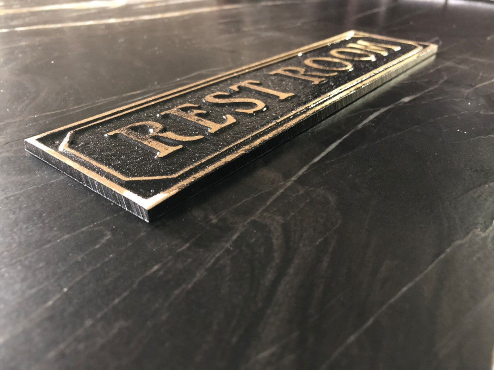 Rustic Brass Restroom Public Door or Wall Sign