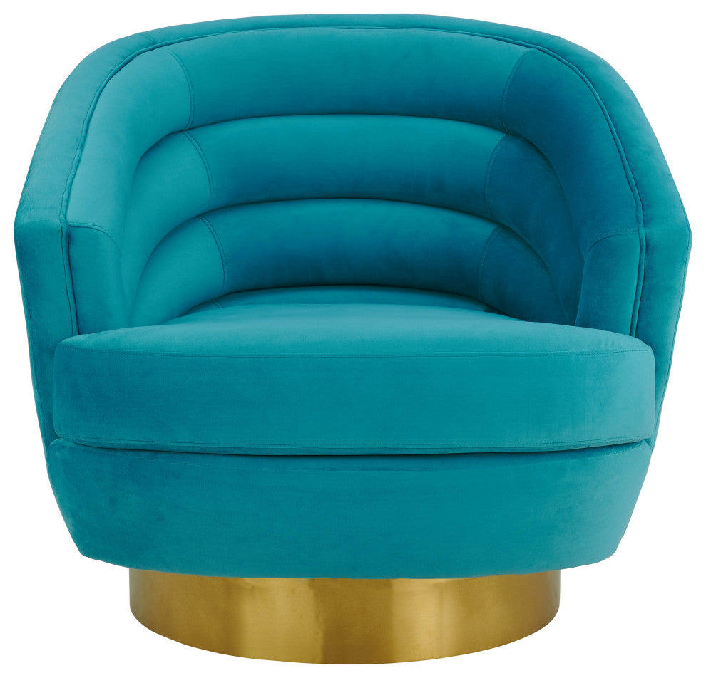Canyon Blue Velvet Swivel Chair - Blue