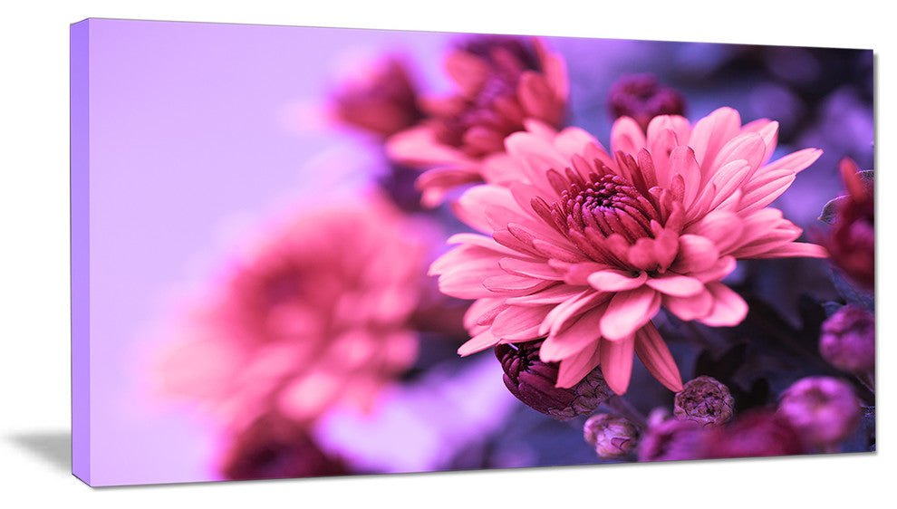 Colorful Autumnal Chrysanthemum, Floral Canvas Art Print, 32"x16"