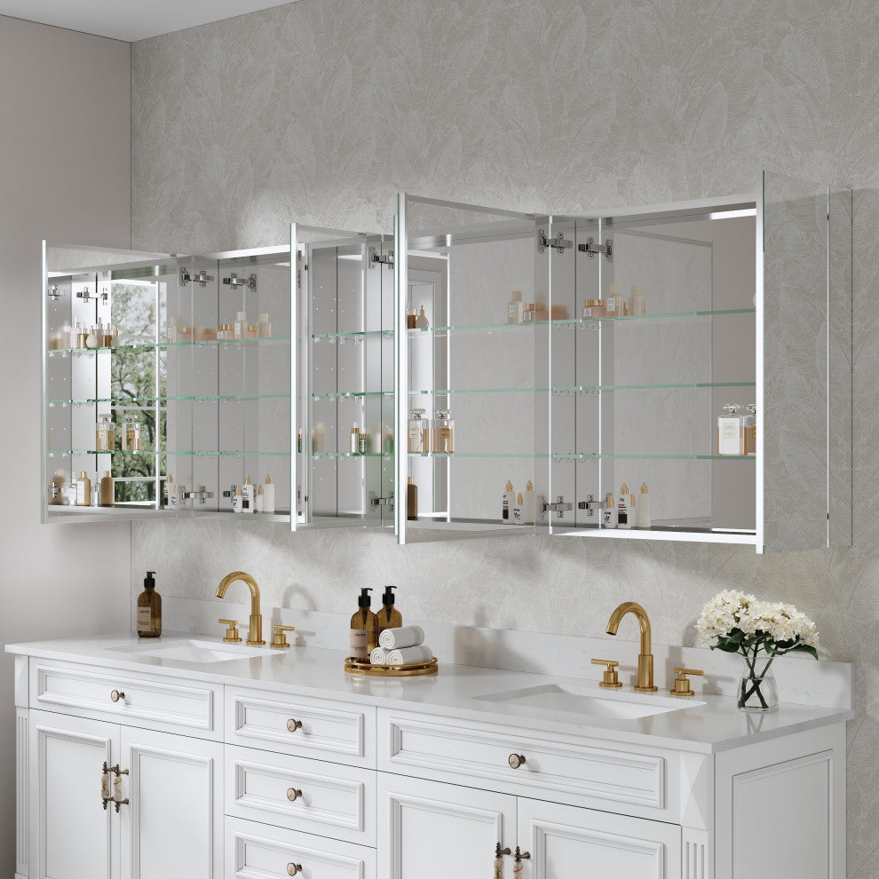 Recessed/Surface Mount Bathroom Medicine Cabinet, Reverse Installation, 92"x30"
